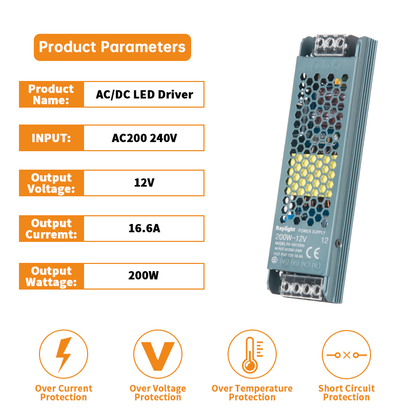 12V LED Driver,200W LED Transformer for LED Strip Lights_2