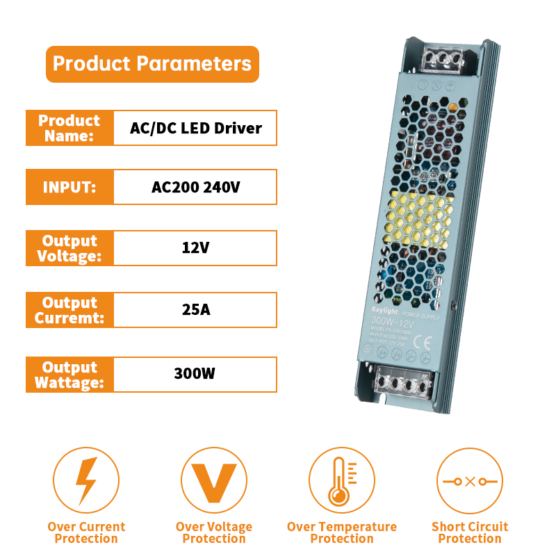 12V LED Driver, 300W LED Transformer for LED Strip Lights_2