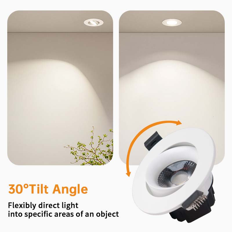 Adjustable Downlight, LED Recessed Ceiling Lights, Built-in Driver, 195 Lumens, 3W, 30 Pack