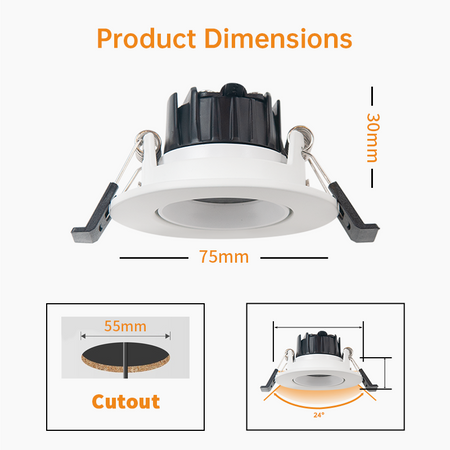 LED Recessed Downlights, 3W Adjustable Ceiling Lights_6