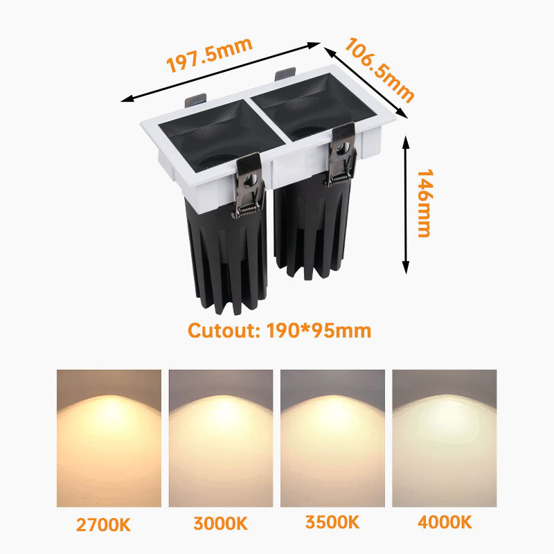Adjustable LED Ceiling Spotlight, Recessed Double Light_11