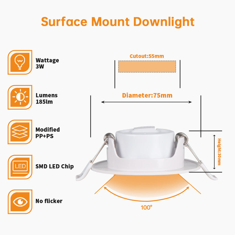 LED Recessed Downlights, 3W Adjustable 30° Tilt Angle_4