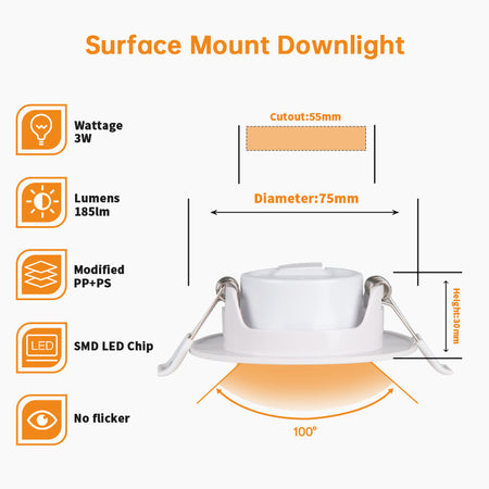 LED Recessed Downlights, 3W Adjustable 30° Tilt Angle_4