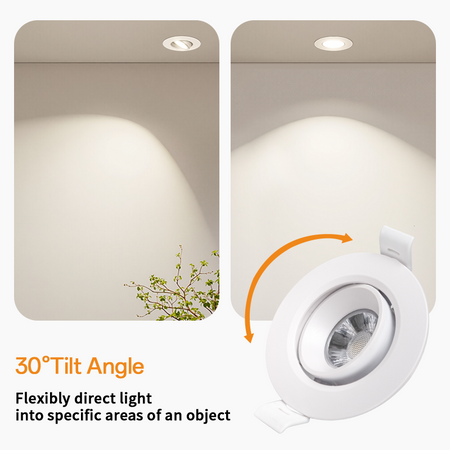 LED Recessed Downlights, 12W Adjustable 30° Tilt Angle_2