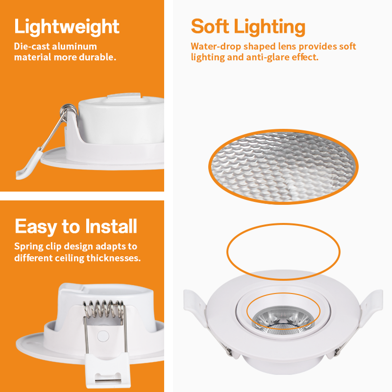 LED Recessed Downlights, 12W Adjustable 30° Tilt Angle_3