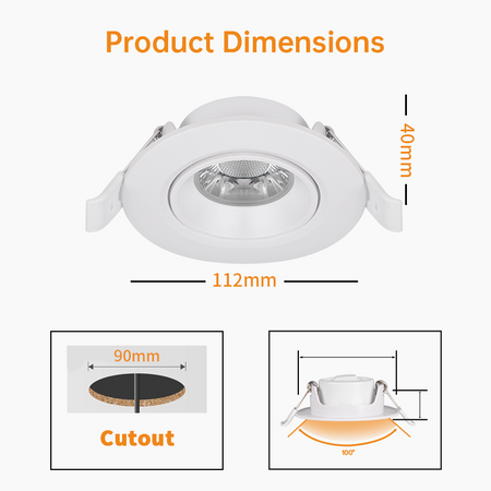 LED Recessed Downlights, 12W Adjustable 30° Tilt Angle_7