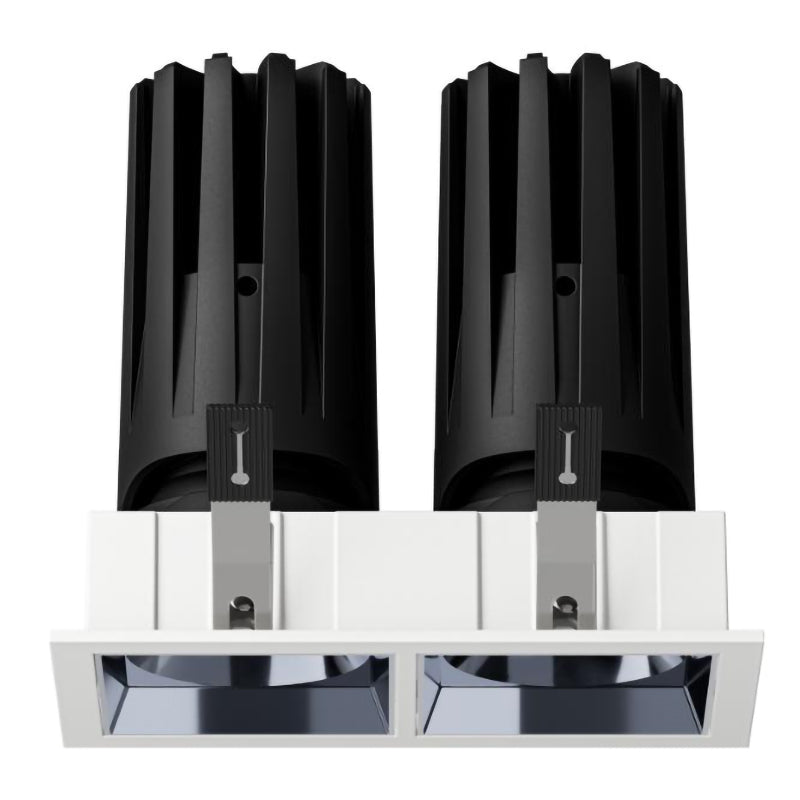Double Spotlight - LED Recessed Square Downlight Ceiling Lamp - 20W - 20 Pack - Adjustable 24° Tilt Angle