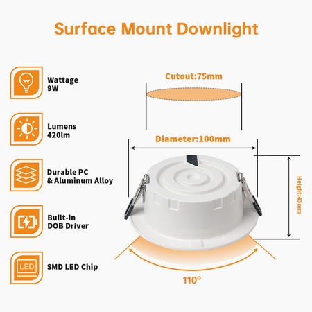 Recessed LED Downlights, 9W Fire Rated Ceiling Lights_5