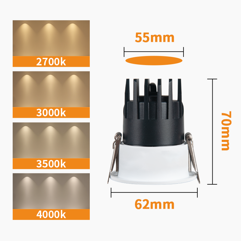 Adjustable Spotlight Fixture, 5W Recessed LED Ceiling Light