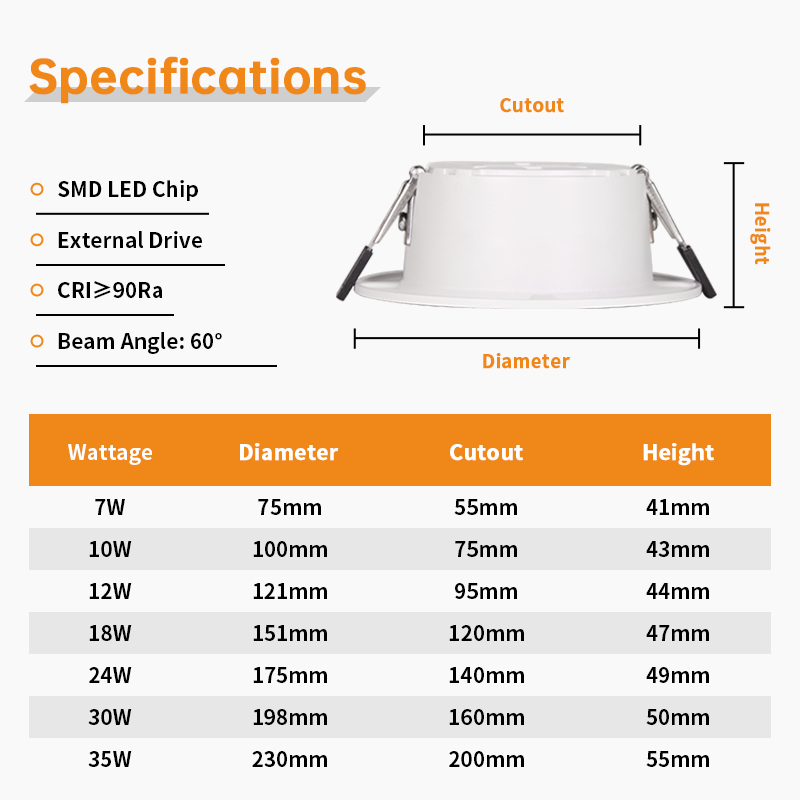Recessed Downlights, 7W LED Ceiling Lights_8