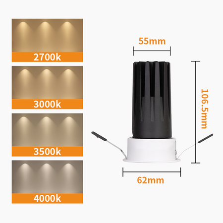 LED Recessed Spotlight, 10W Adjustable Ceiling Light Fixture