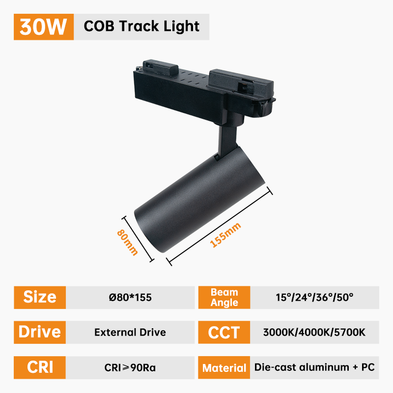 30W LED Tracking Light Head, Track Lighting System