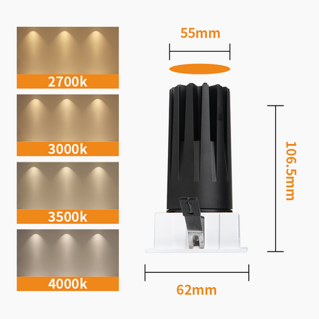 Recessed Square Spotlight, 10W Adjustable LED Ceiling Light Fixture