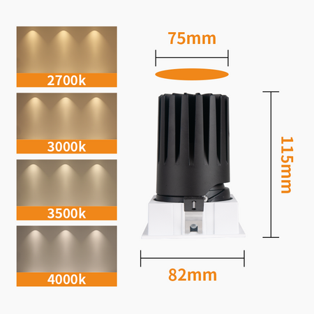 Recessed Square Spotlight, Adjustable LED Ceiling Light Fixture_10