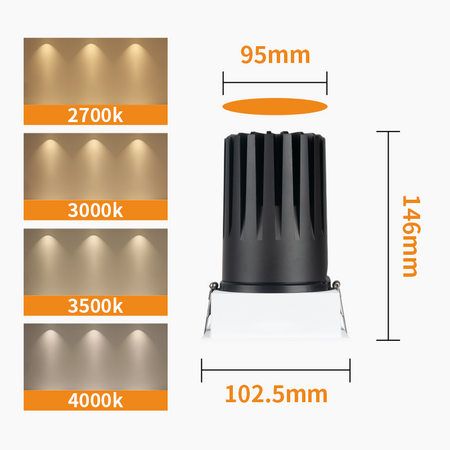 Recessed Square Spotlight, Adjustable LED Ceiling Light Fixture_9