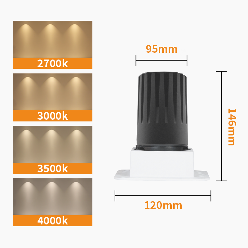 Recessed Square Spotlight, Adjustable LED Trimless Spotlights_11