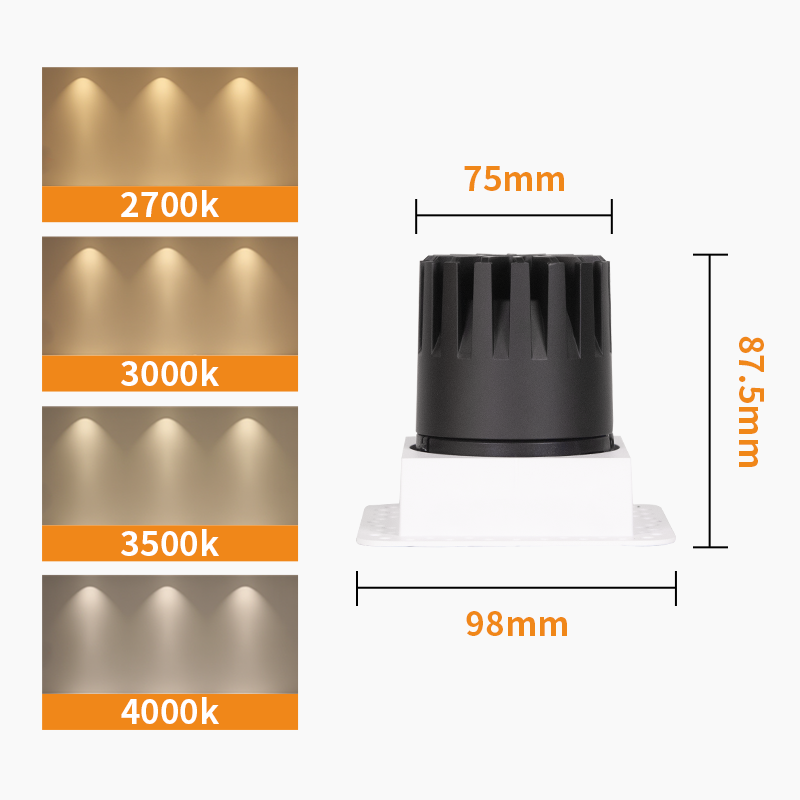 Recessed Square Spotlight, Adjustable LED Trimless Spotlights_12
