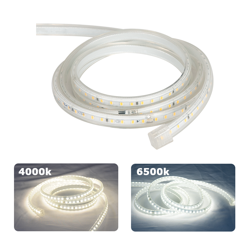 100M Outdoor LED Strip Lights Waterproof - 8W SMD LED Tape Lighting with Silicone Tube - 100LM/W - 0.8cm X 1M - AC 220V