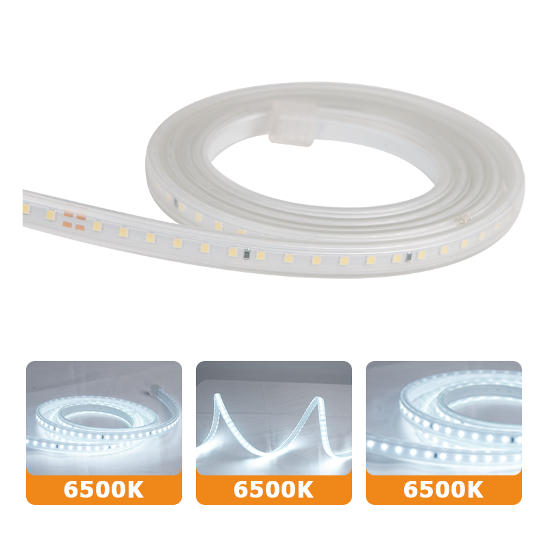 100M Outdoor LED Strip Lights Waterproof - 8W SMD LED Tape Lighting with Silicone Tube - 80LM/W 6500K - 0.8cm X 1M - AC 220V