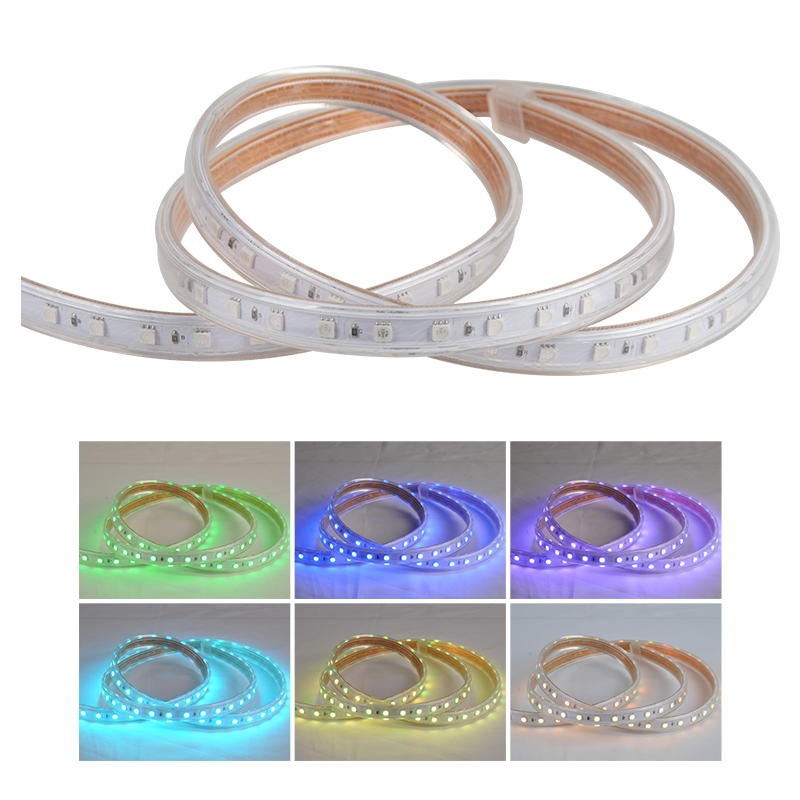 50M Outdoor LED Strip Lights Waterproof - 10W RGB LED Tape Lighting with Silicone Tube - SMD 80LM/W - 1.2cm X 1M - AC 220V